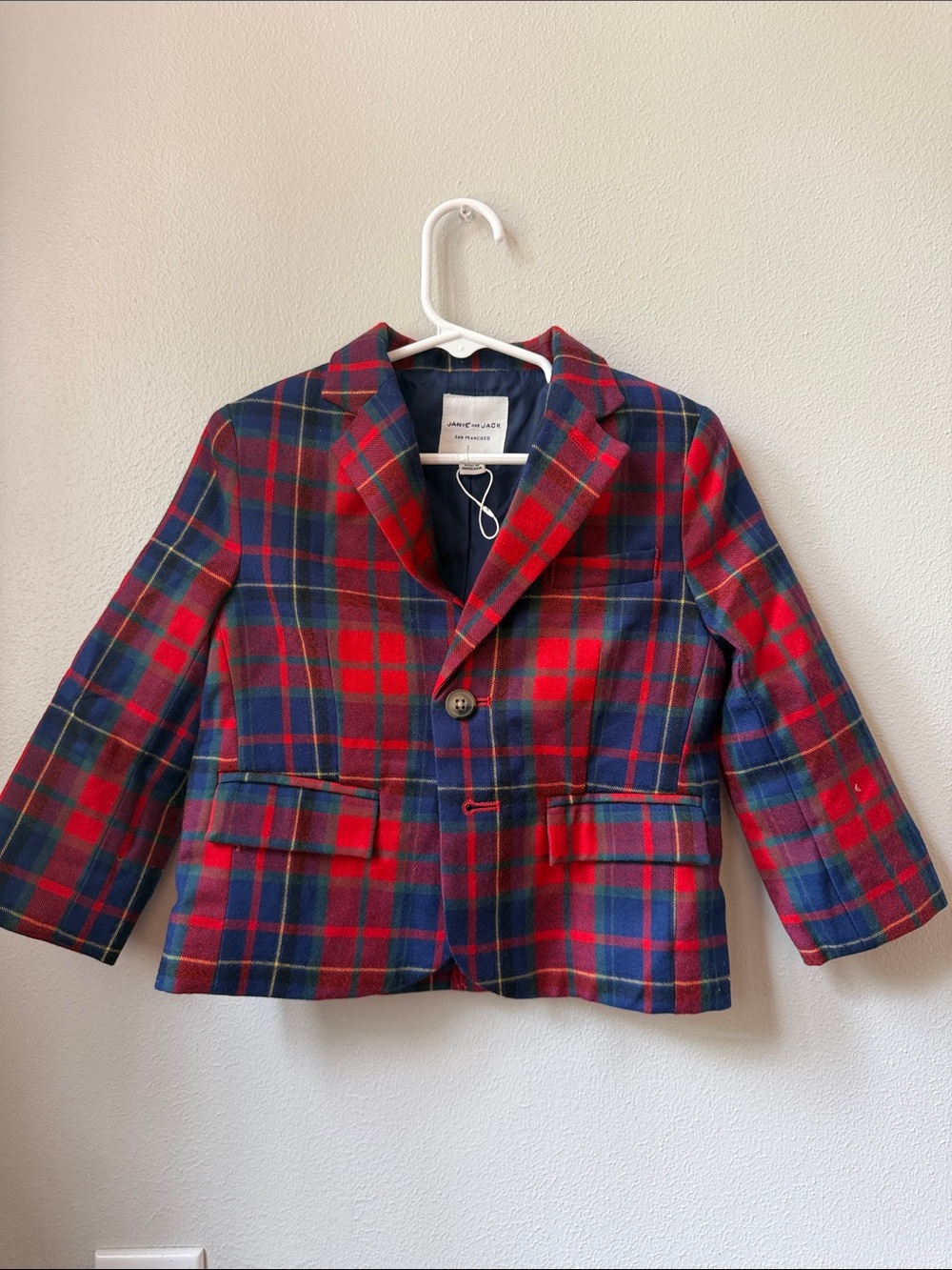 Janie and Jack Red & Navy Plaid Blazer